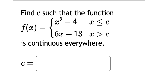Solved Find c ﻿such that the | Chegg.com