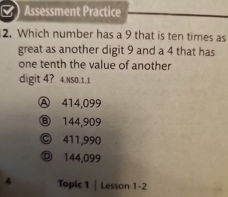 Solved Assessment Practice2. ﻿Which number has a 9 ﻿that is | Chegg.com
