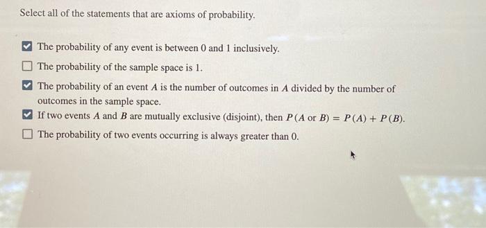 Solved Select All Of The Statements That Are Axioms Of | Chegg.com