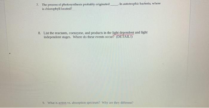 Solved In Autotrophic Bacteria, Where 7. The Process Of P