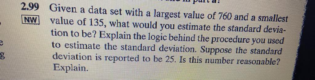 Solved NW 2.99 Given a data set with a largest value of 760 | Chegg.com