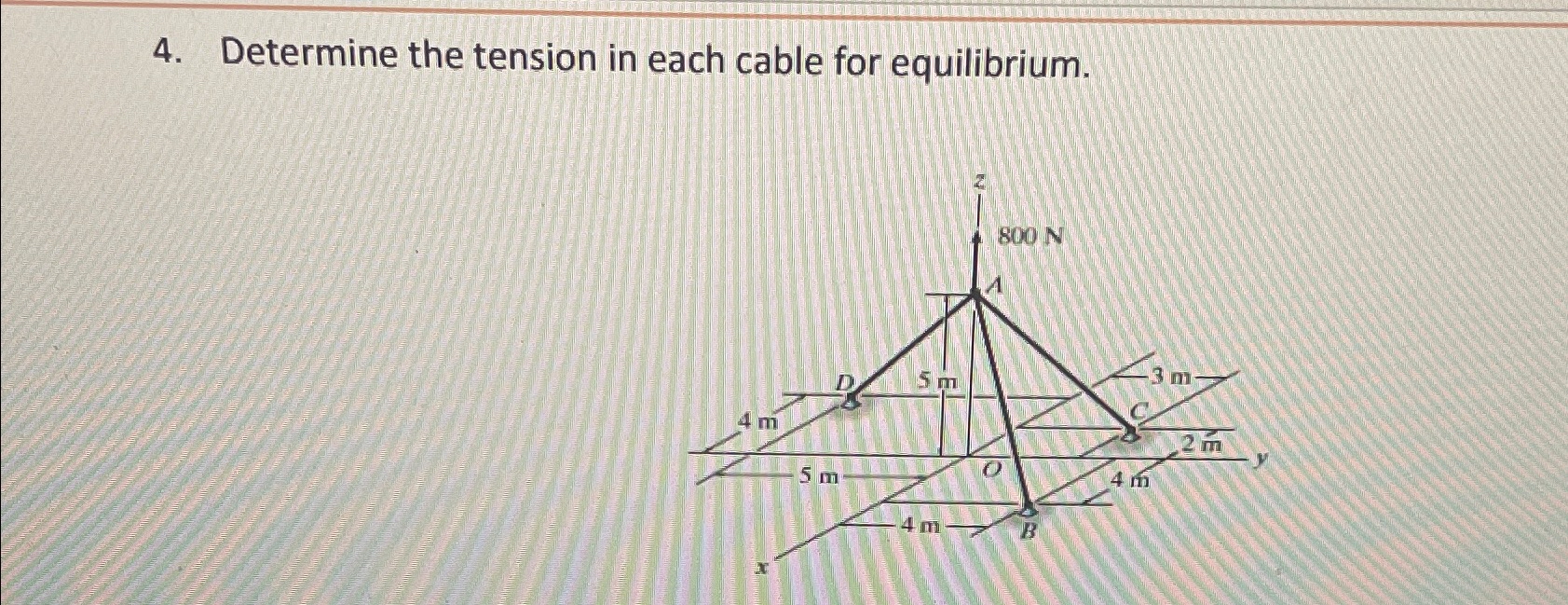 Solved Determine the tension in each cable for equilibrium. | Chegg.com