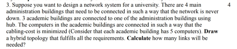 Suppose you want to design a network system for a | Chegg.com