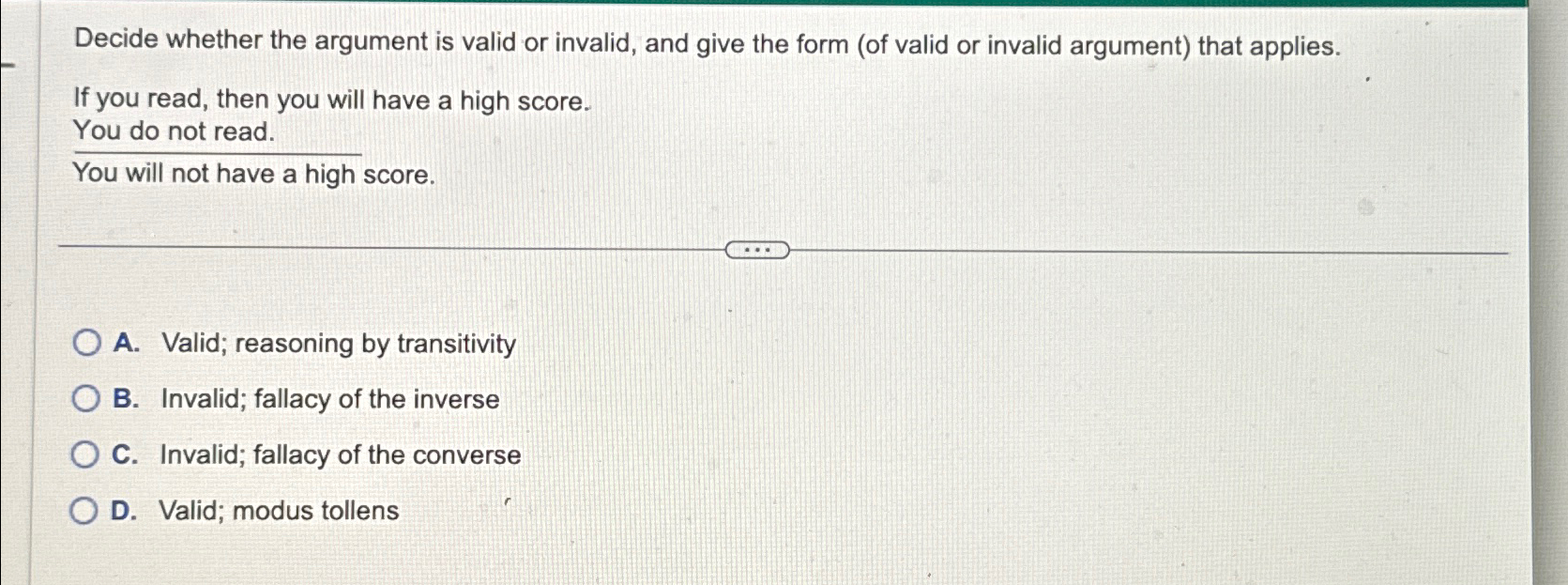 Solved Decide whether the argument is valid or invalid, and | Chegg.com