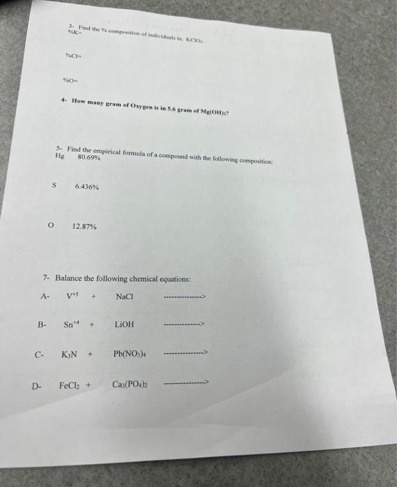3. Find the composition of invoin. KCIO K- CH 0 4. | Chegg.com