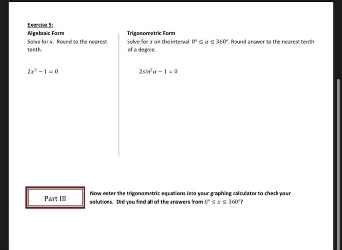 Solved solving quadratic trigonometric equations quadratic chegg