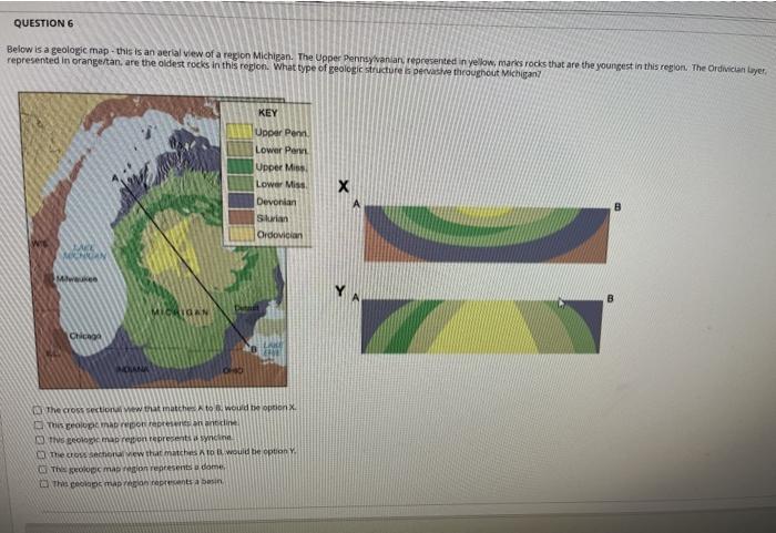 Solved QUESTION 6 Below is a geologic map - this is an | Chegg.com