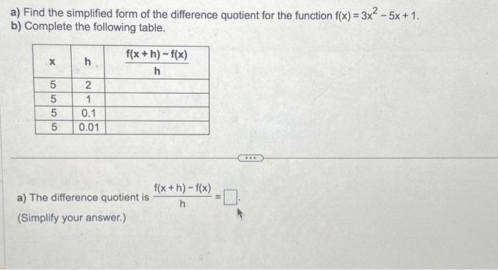 Solved a) Find the simplified form of the difference | Chegg.com