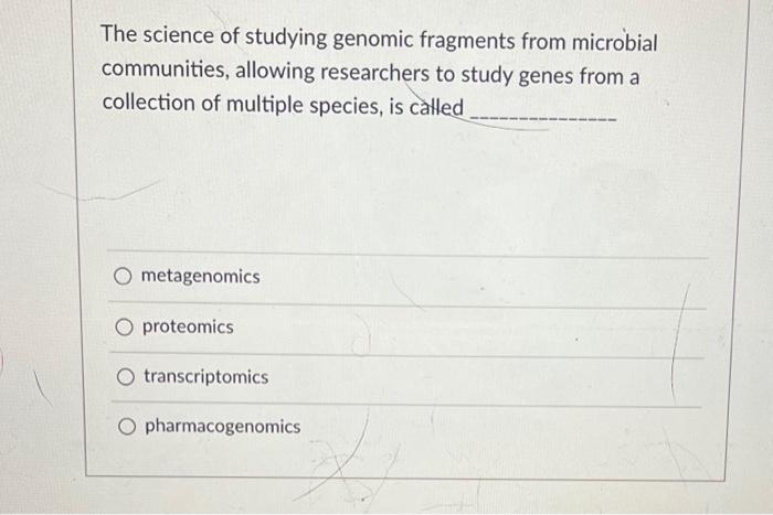 Solved The science of studying genomic fragments from | Chegg.com