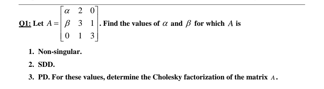 Solved a 2 0 1 Find the values of a and ß for which A is Q1: | Chegg.com