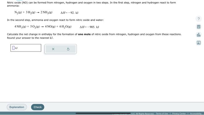 Solved Nitric oxide (NO) can be formed from nitrogen, | Chegg.com