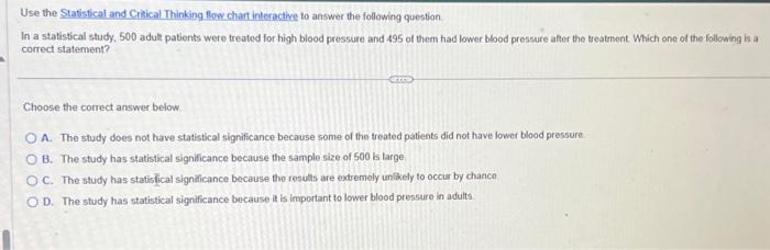 Solved Use The Statistical And Critical Thinking Flow Chart | Chegg.com