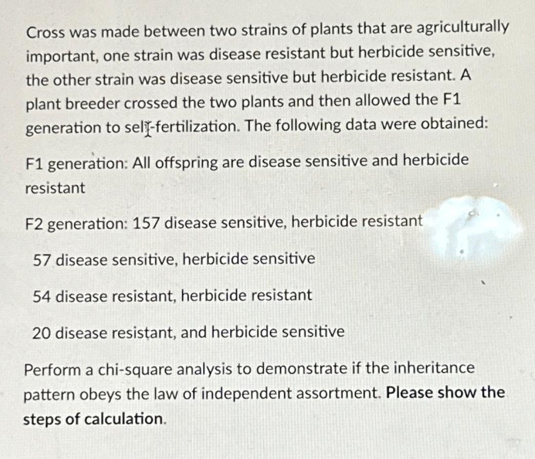 Solved Cross was made between two strains of plants that are | Chegg.com