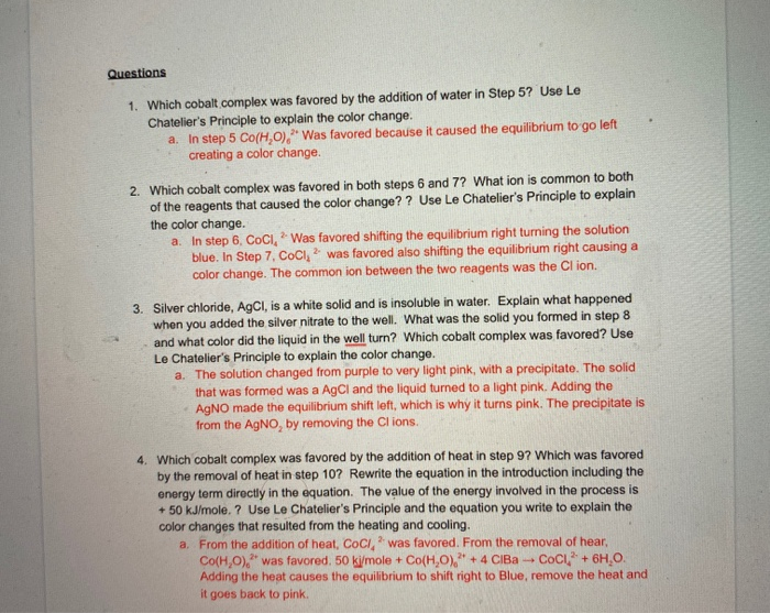 this lab experiment is on Le Chateliers principle, i