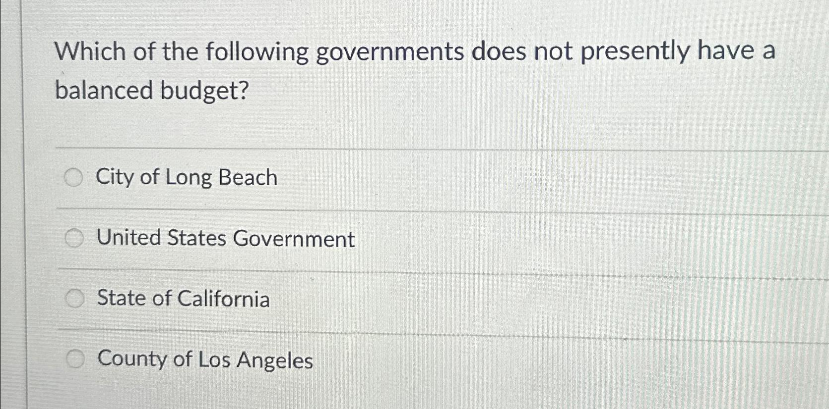 Solved Which Of The Following Governments Does Not Presently | Chegg.com