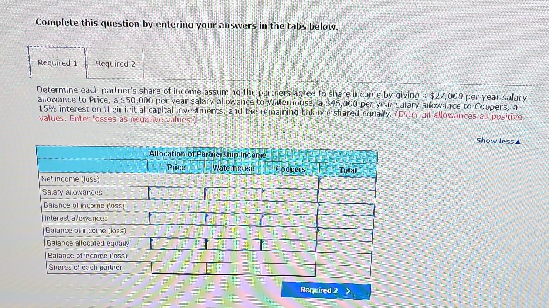 1. Determine Each Partner's Share Of Income Assuming | Chegg.com