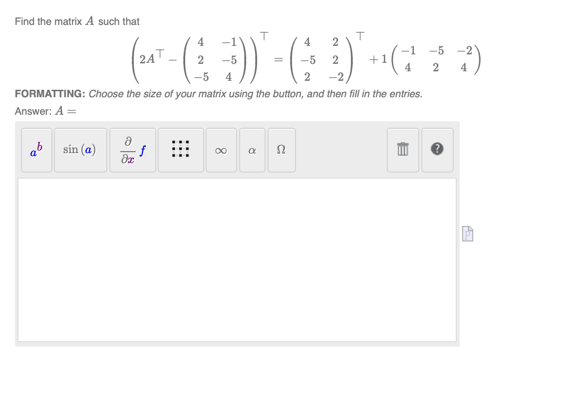 Solved Find the matrix A such | Chegg.com
