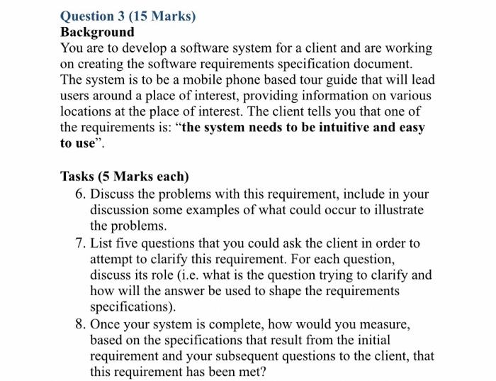 Solved Question 3 (15 Marks) Background You are to develop a | Chegg.com
