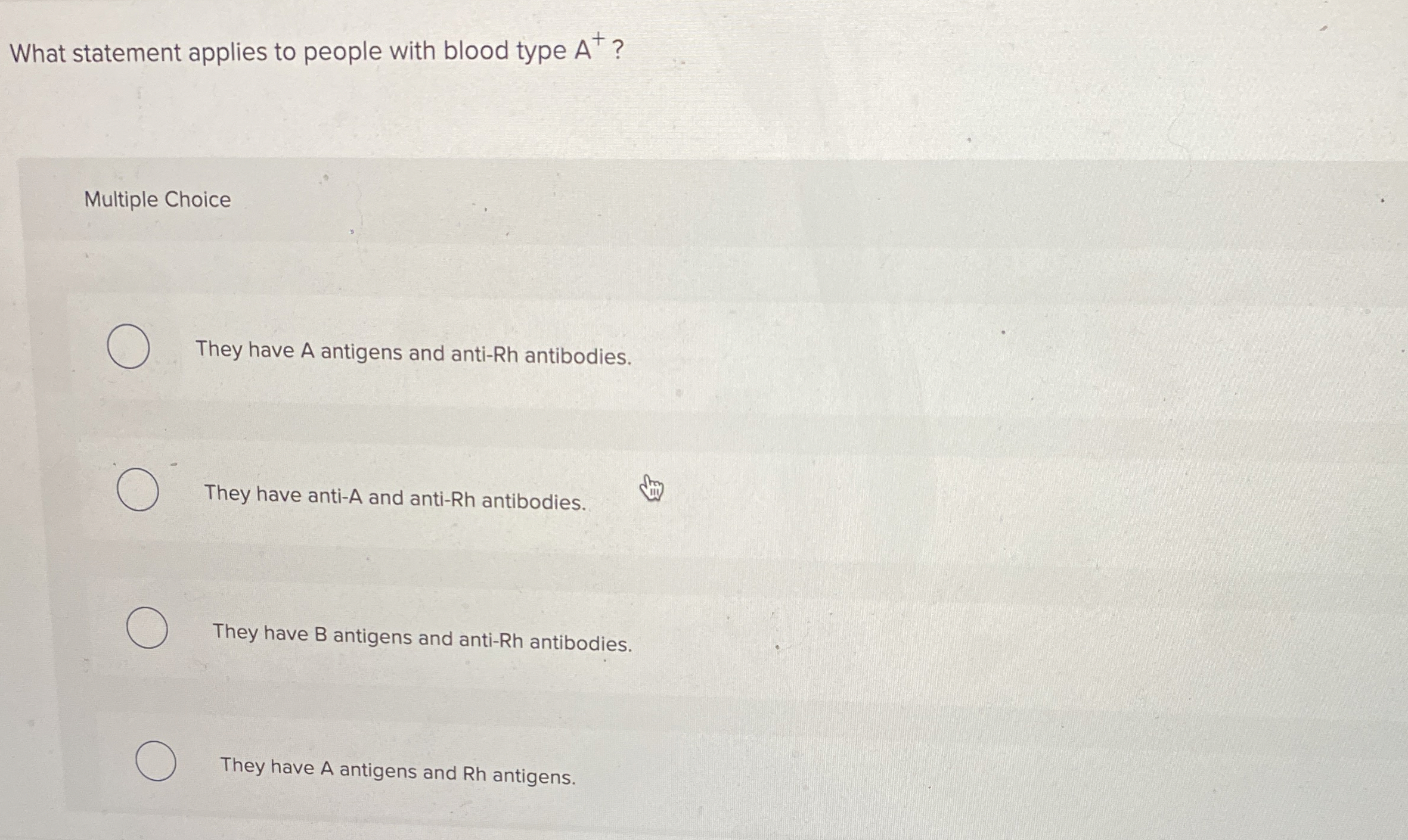 Solved What statement applies to people with blood type