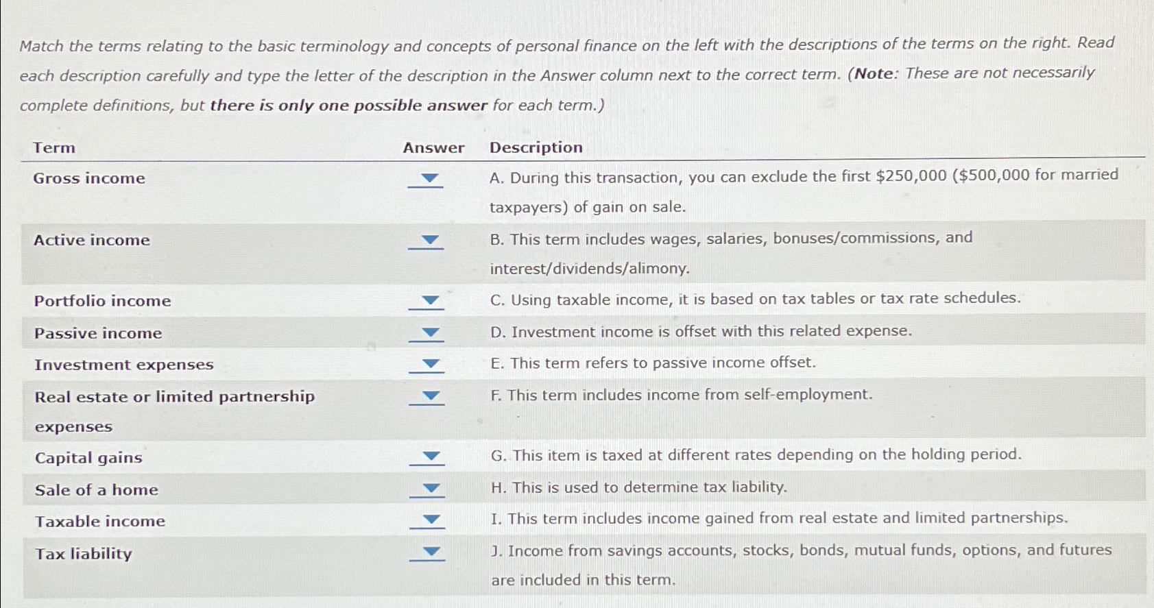 Solved Match the terms relating to the basic terminology and | Chegg.com