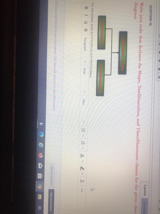 Solved QUESTION 16 3 points Write java code that declares | Chegg.com