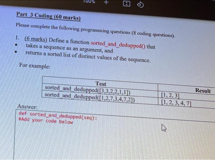 Solved + og Part 3 Coding (60 marks) Please complete the | Chegg.com
