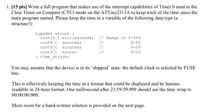 1. [15 pts] Write a full program that makes use of | Chegg.com