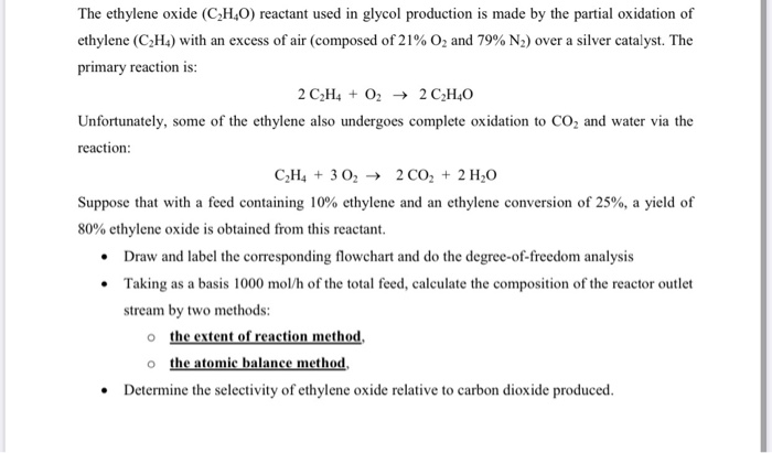 Solved The ethylene oxide CH 0 reactant used in glycol Chegg