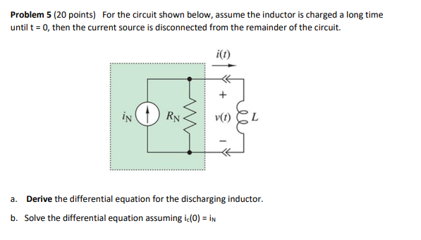 Solved Problem 5 (20 ﻿points) ﻿For the circuit shown below, | Chegg.com