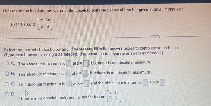 Solved Determine the location and value of the absolute | Chegg.com