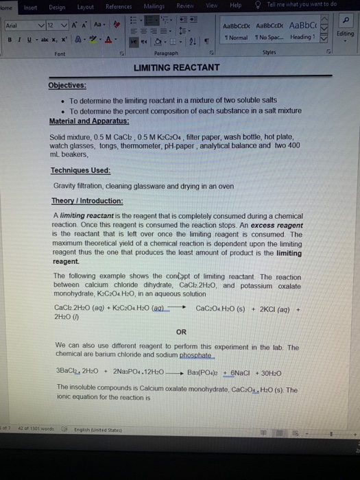 limiting reactant experiment Define limiting | Chegg.com