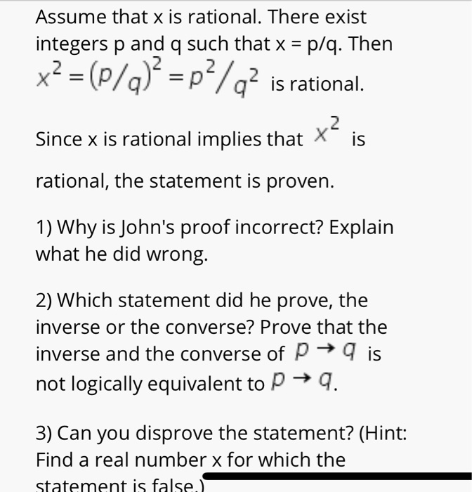 Prove Or Disprove John Is Asked To Prove Or Disprove Chegg Com