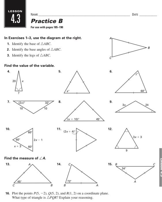 Solved LESSON DATE 4.3 NAME Practice B For Use With Pages | Chegg.com