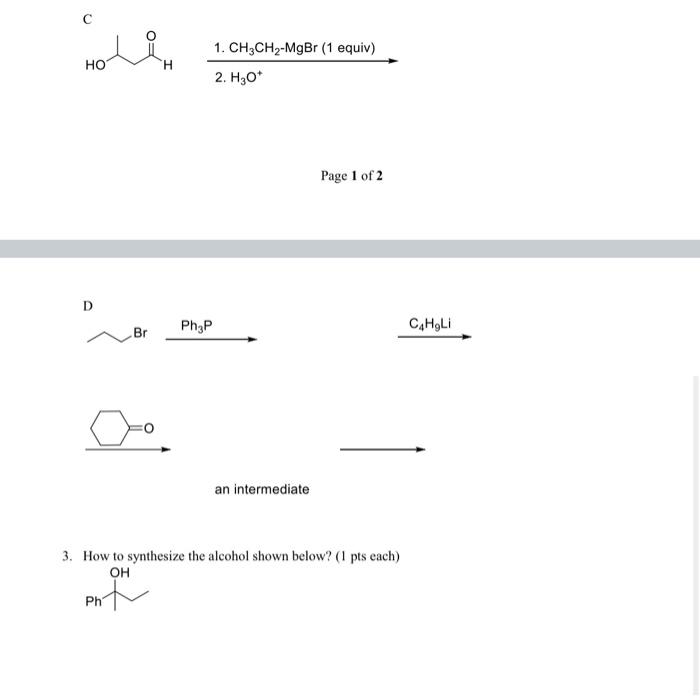 Solved C Page 1 of 2 3. How to synthesize the alcohol shown | Chegg.com