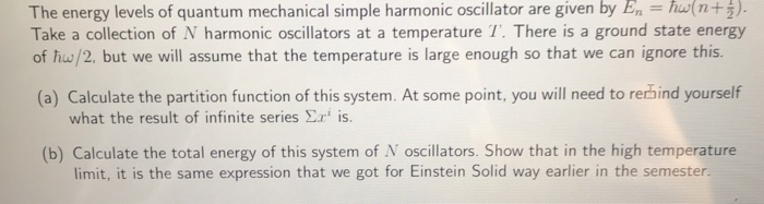 Solved The energy levels of quantum mechanical simple | Chegg.com