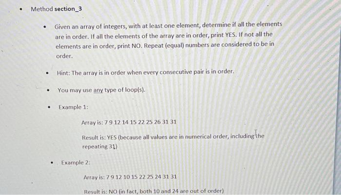Solved Method section_3 Given an array of integers, with at | Chegg.com