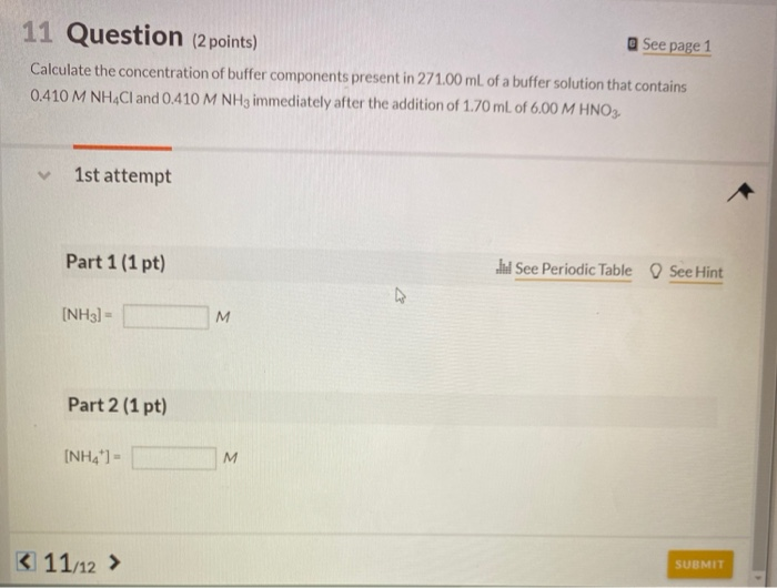 Solved See page 1 11 Question (2 points) Calculate the | Chegg.com