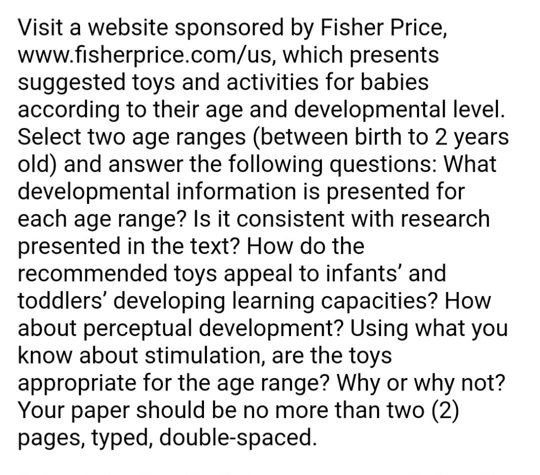 Fisher price deals age range