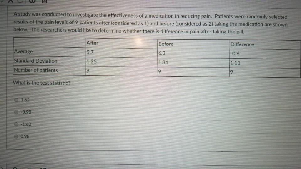 Solved Question 24 6 pts A study was conducted to | Chegg.com
