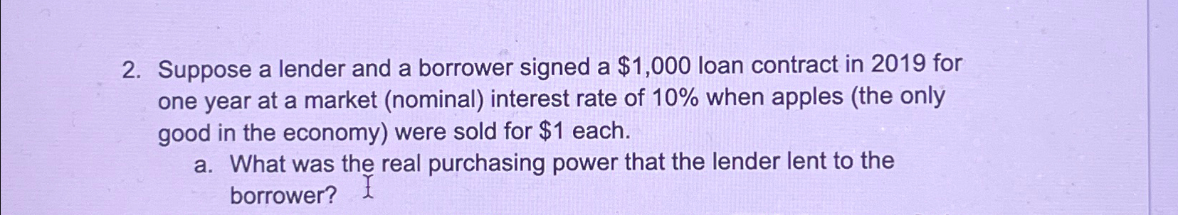 Solved Suppose A Lender And A Borrower Signed A $1,000 ﻿loan | Chegg.com