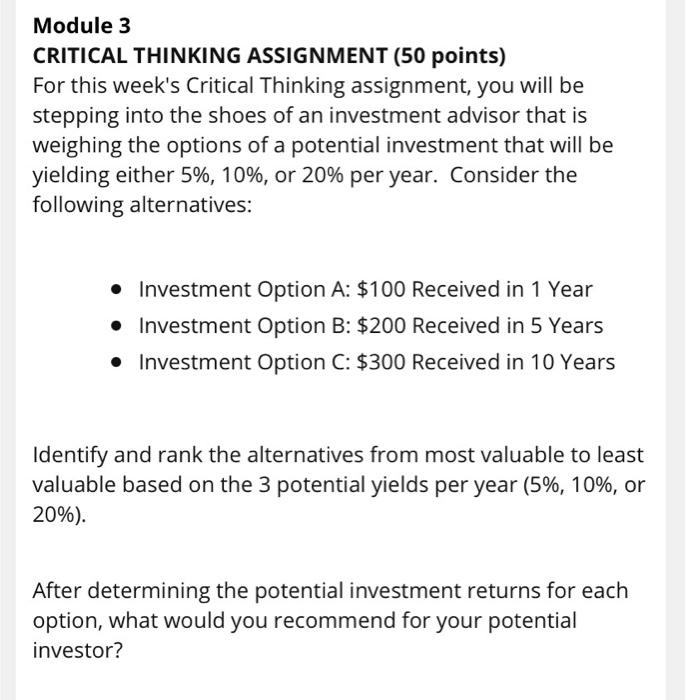 critical thinking assignment for college students