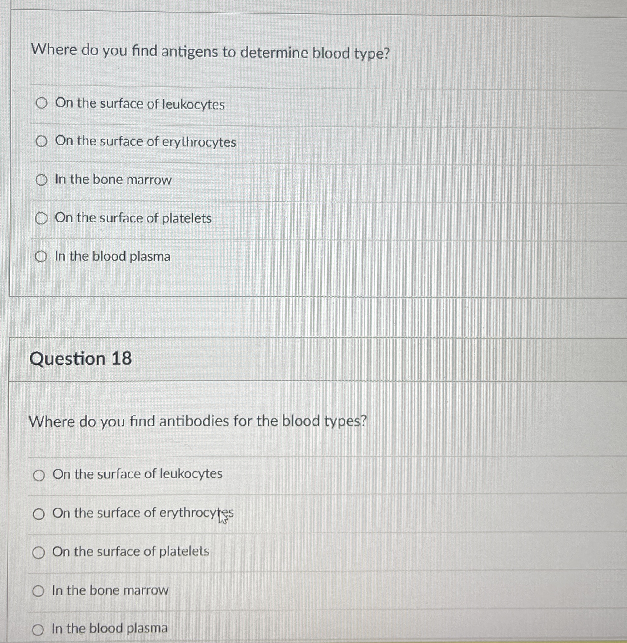 Solved Where do you find antigens to determine blood type?On