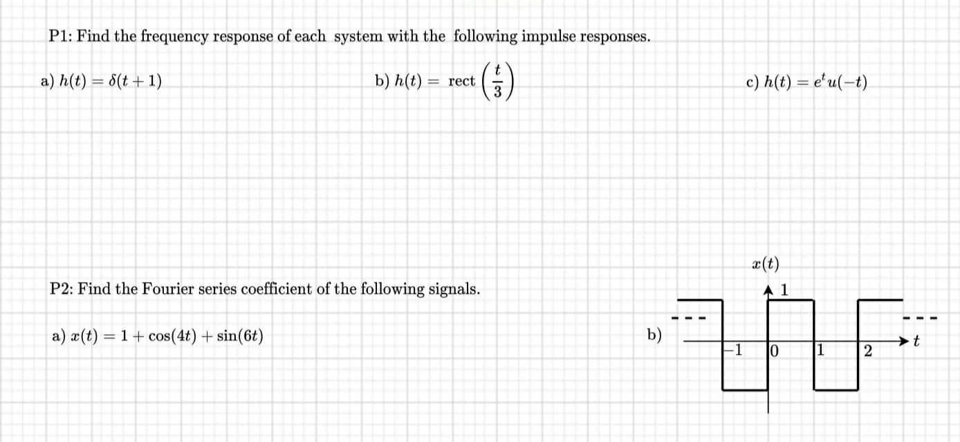 Solved P1: Find The Frequency Response Of Each System With | Chegg.com