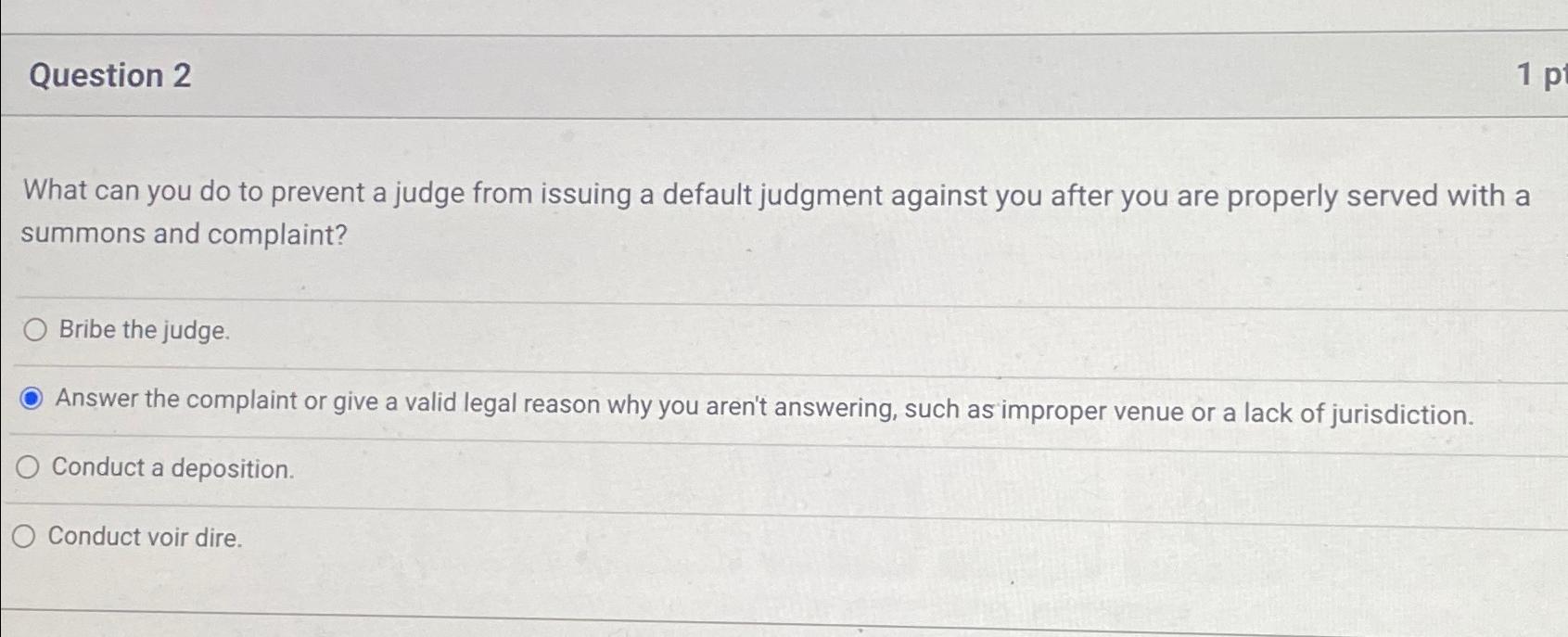 Solved Question 2What Can You Do To Prevent A Judge From | Chegg.com