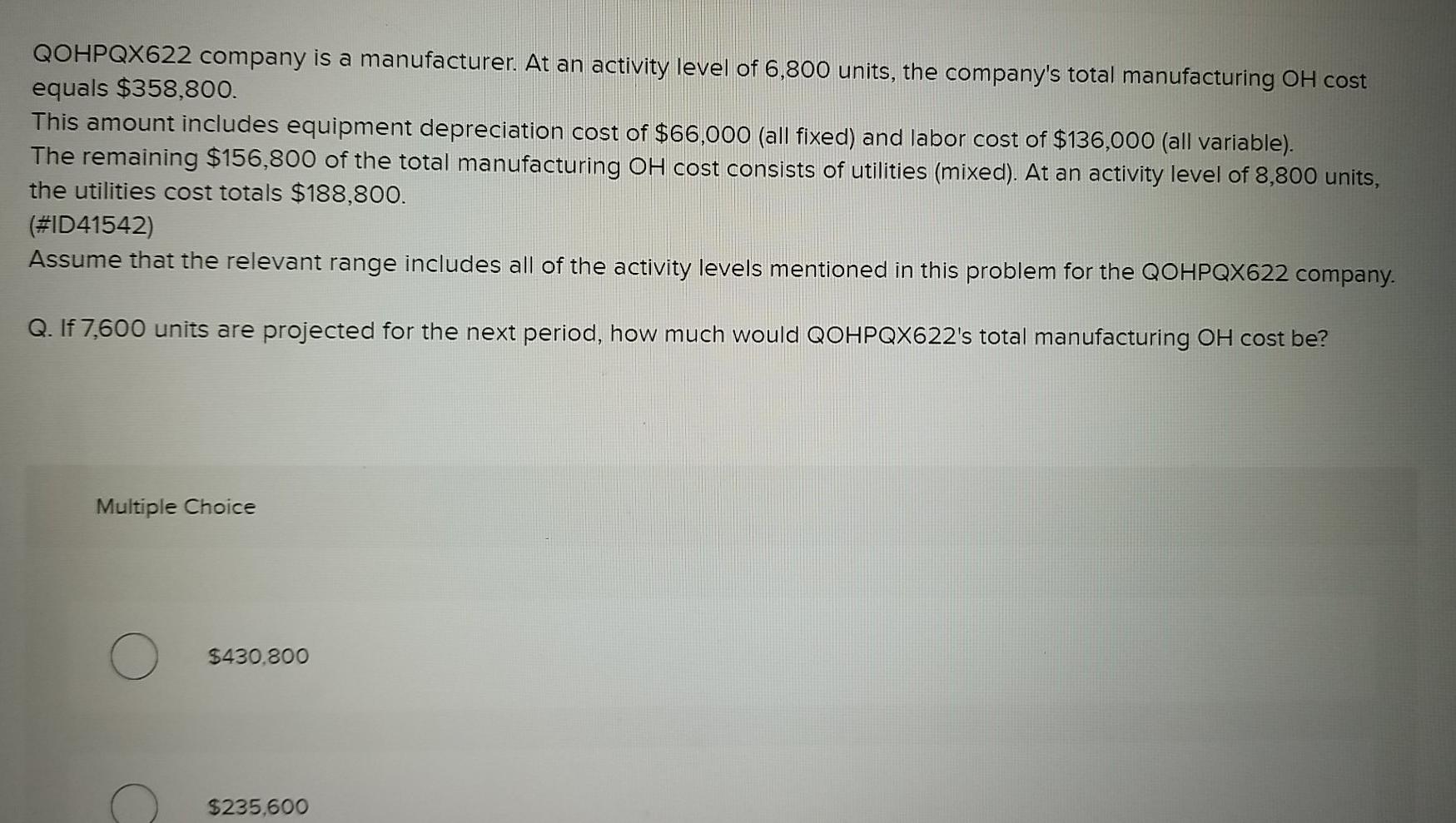 Solved QOHPQX622 company is a manufacturer. At an activity | Chegg.com