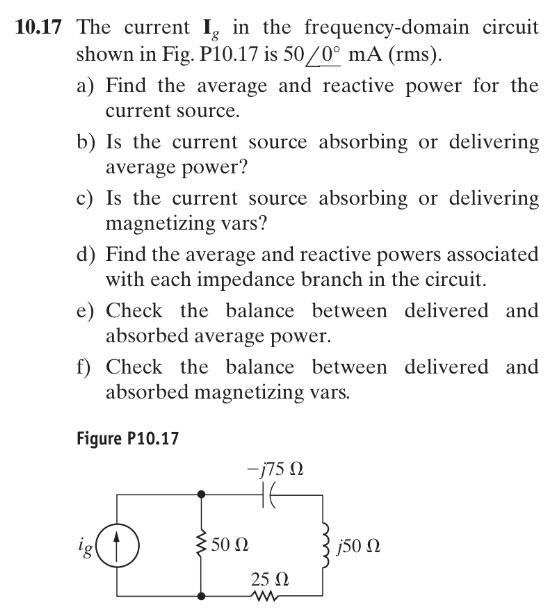 Solved 10.17 The current I, in the frequency-domain circuit | Chegg.com