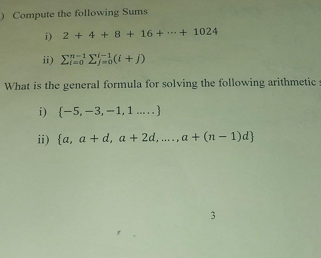 sum of 1 2 4 8 16 formula