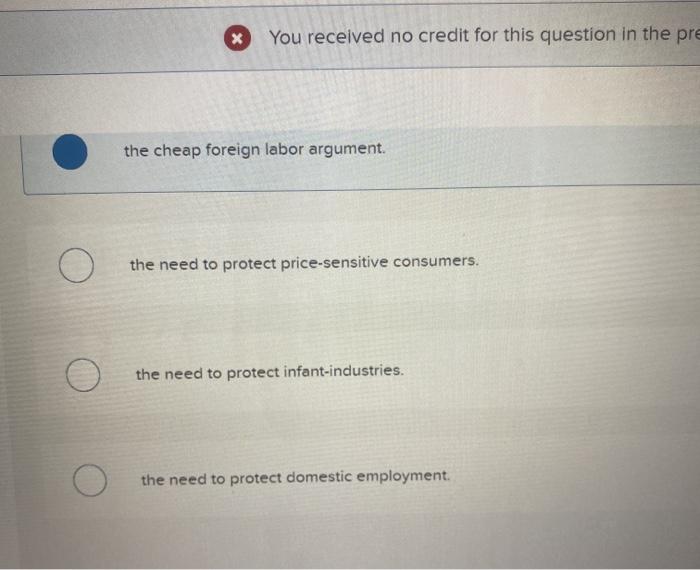 Solved You received no credit for this question in the | Chegg.com
