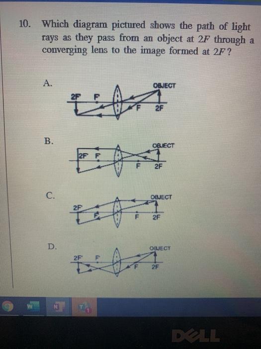 Solved 10. Which diagram pictured shows the path of light | Chegg.com
