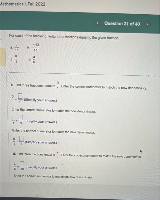 Solved For each of the following, write three fractions | Chegg.com